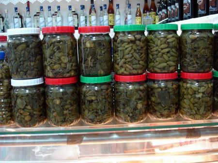 Capers in jars
